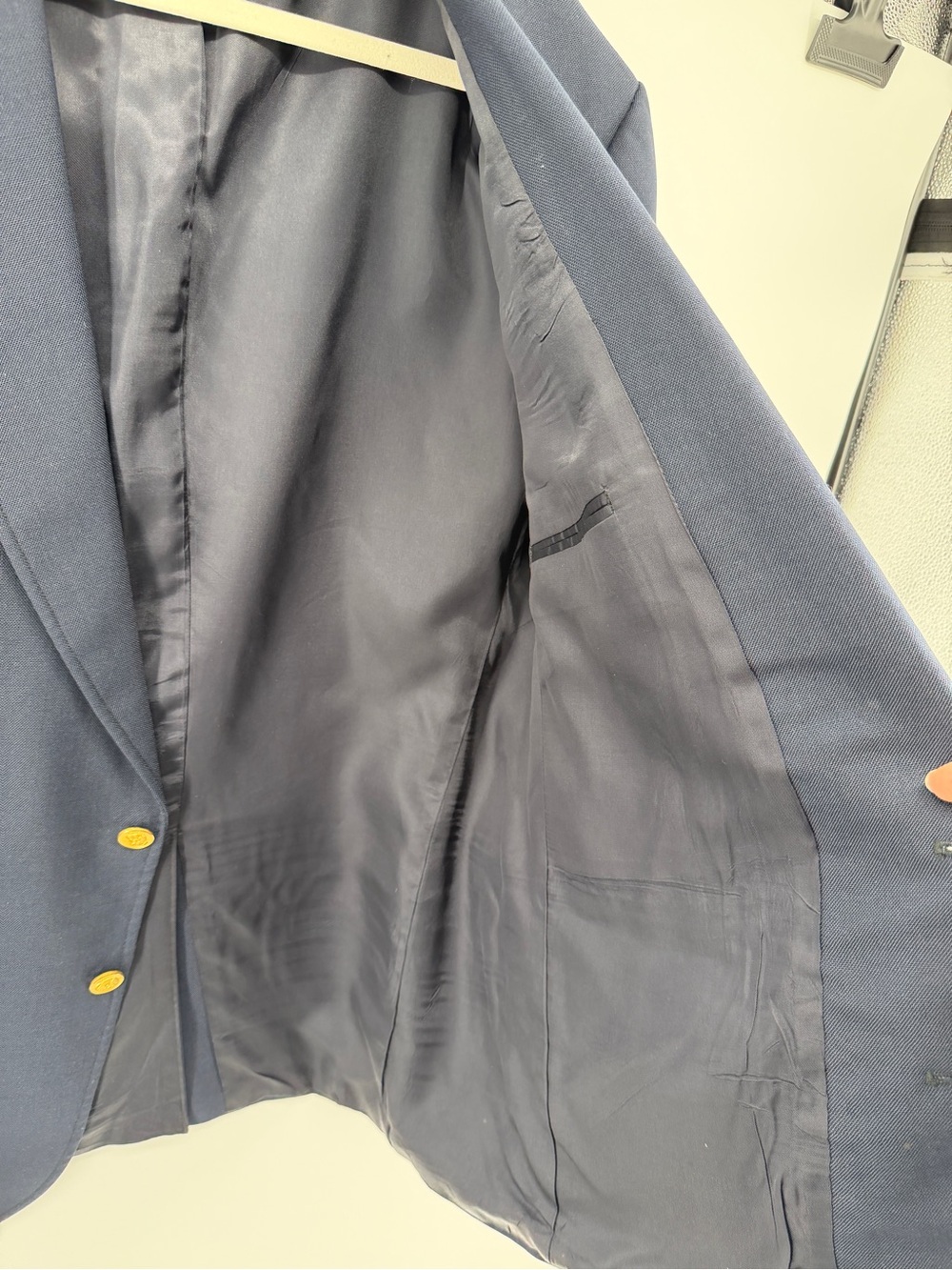 VTG Old Money Dark Academia Preppy Rogers Scott Navy Blue Blazer Jacket 46R - Picture 4 of 13